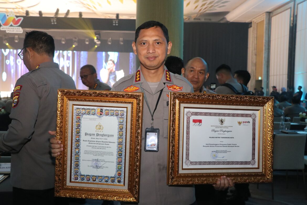 Polres Metro Tangerang Kota Sabet Penghargaan Penyedia Sarpras Ramah Kelompok Rentan Terbaik pada Musrenbang Polri Tahun 2024