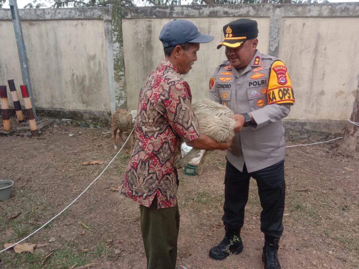 Kapolres Serang Serahkan Hewan Ternak kambing Kepada pemilik Korban Pencurian