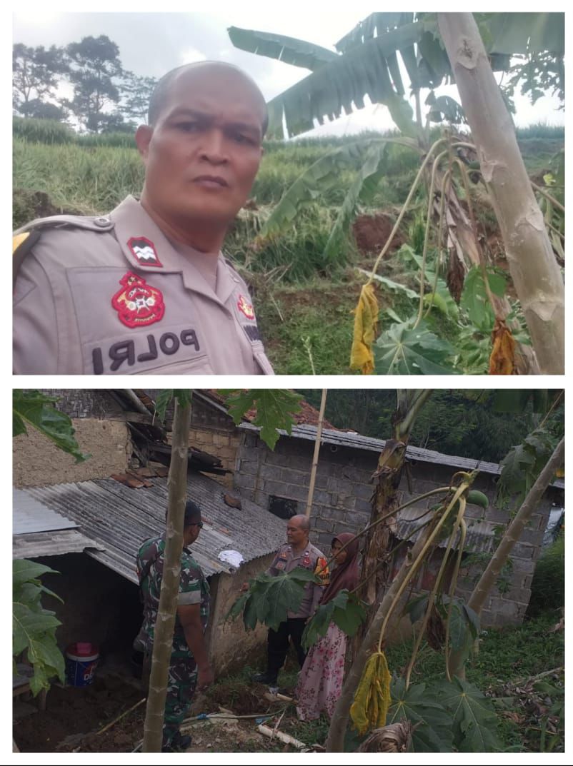 Polsek Cijeruk bersama Instansi Terkait Cek Lokasi TKP Adanya Musibah Bencana Alam Tanah Longsor