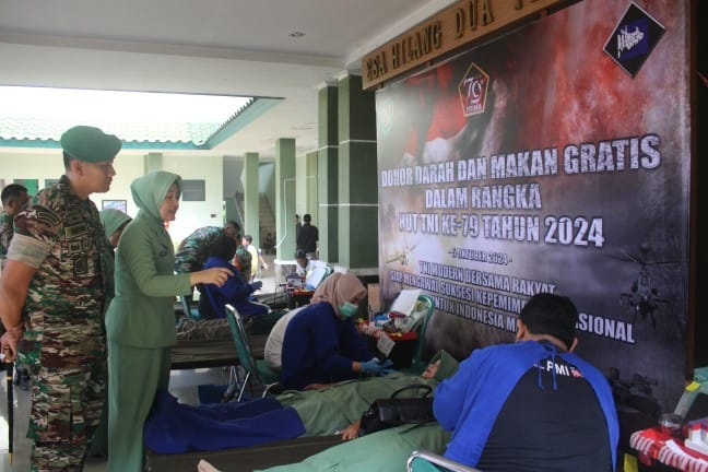 Memperingati HUT TNI ke 79, Kodim 0621 Kab Bogor Bersama PMI Bogor Gelar Bakti Sosial Donor Darah
