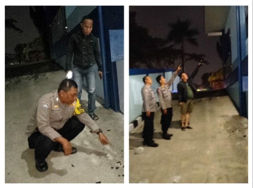 Polsek Cibinong Cek Lokasi TKP Terjadi Pengerusakan Kaca di Kantor PWI Kabupaten Bogor