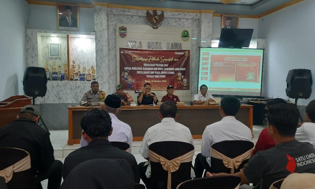 Polsek Kawali Polres Ciamis Hadiri Sosialisasi Pilkada Serentak 2024 Tingkat PPS Desa Rawa