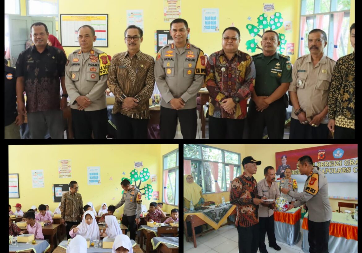 Upaya Tingkatkan Gizi Anak, Polres Ciamis Berikan Makan Siang dan Susu Gratis ke SDN 2 Kadupandak