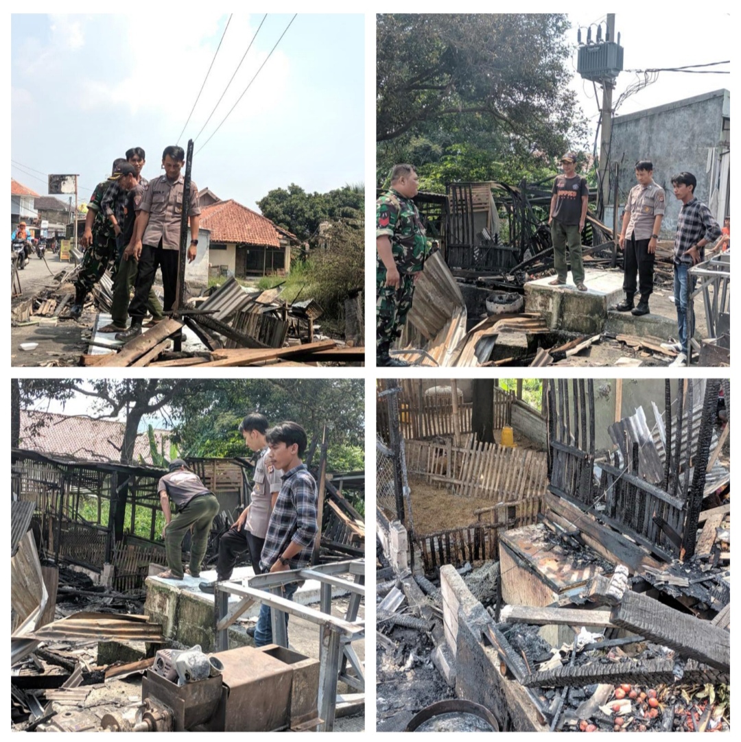 Polsek Ciampea bersama Instansi Terkait Cek Lokasi Terjadinya Kebakaran di Pasar Jumat