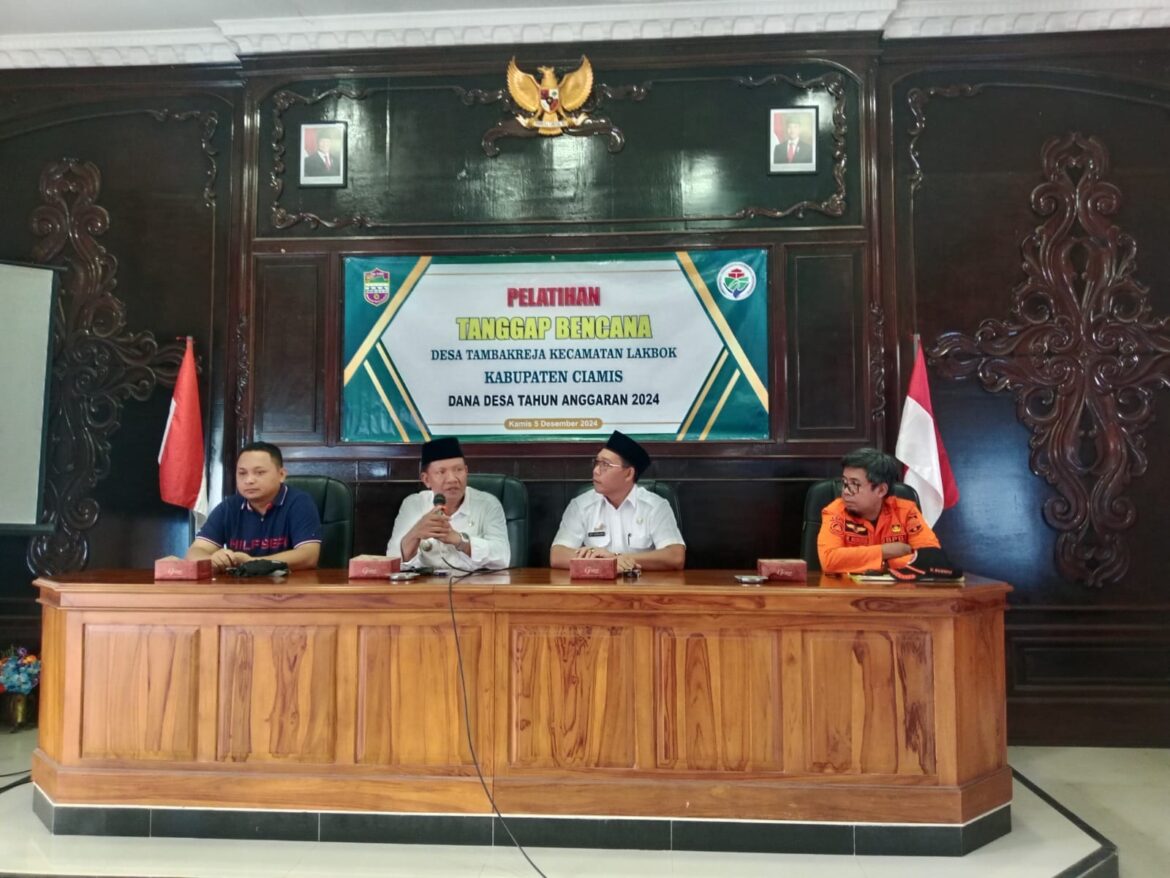 Polsek Lakbok Polres Ciamis Hadiri Sosialisasi Mitigasi Bencana di Desa Tambakreja