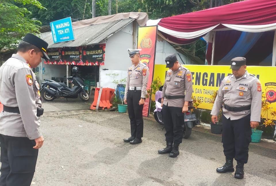 Cek Kesiapan Ops Lilin Lodaya 2024, Personel Pos Pam Karangkamulyan Lakukan Apel Pagi