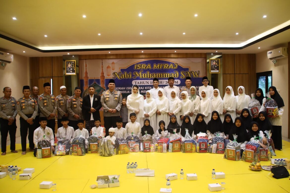 Polres Pelabuhan Tj Priok, Peringati Isra’ Mi’raj Dan Santunan Serta Memberikan Buku, Alat Tulis, Tas Kepada Anak Yatim Piatu