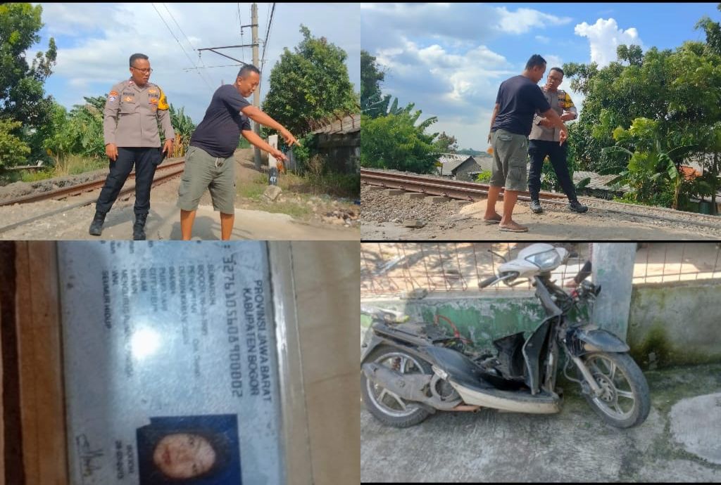 Polsek Gunung Putri Cek TKP Kecelakaan Kereta Api di Perlintasan Tanpa Palang Pintu