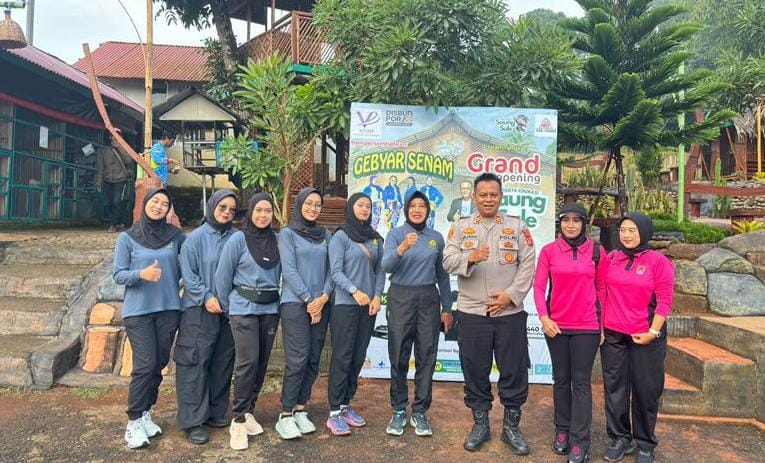 Polwan Polres Ciamis Ikut Ramaikan Grand Opening Wisata Edukasi Saung Sule di Cijeungjing