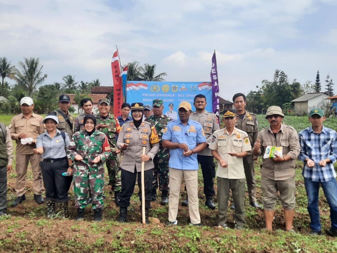 Kapolsek Dramaga Bersama Kepala Desa Purwasari Di Dukung Camat Dramaga Dan Juga Danramil Kec Ciomas Dukung Asta Cita Program Ketahanan Pangan Presiden RI