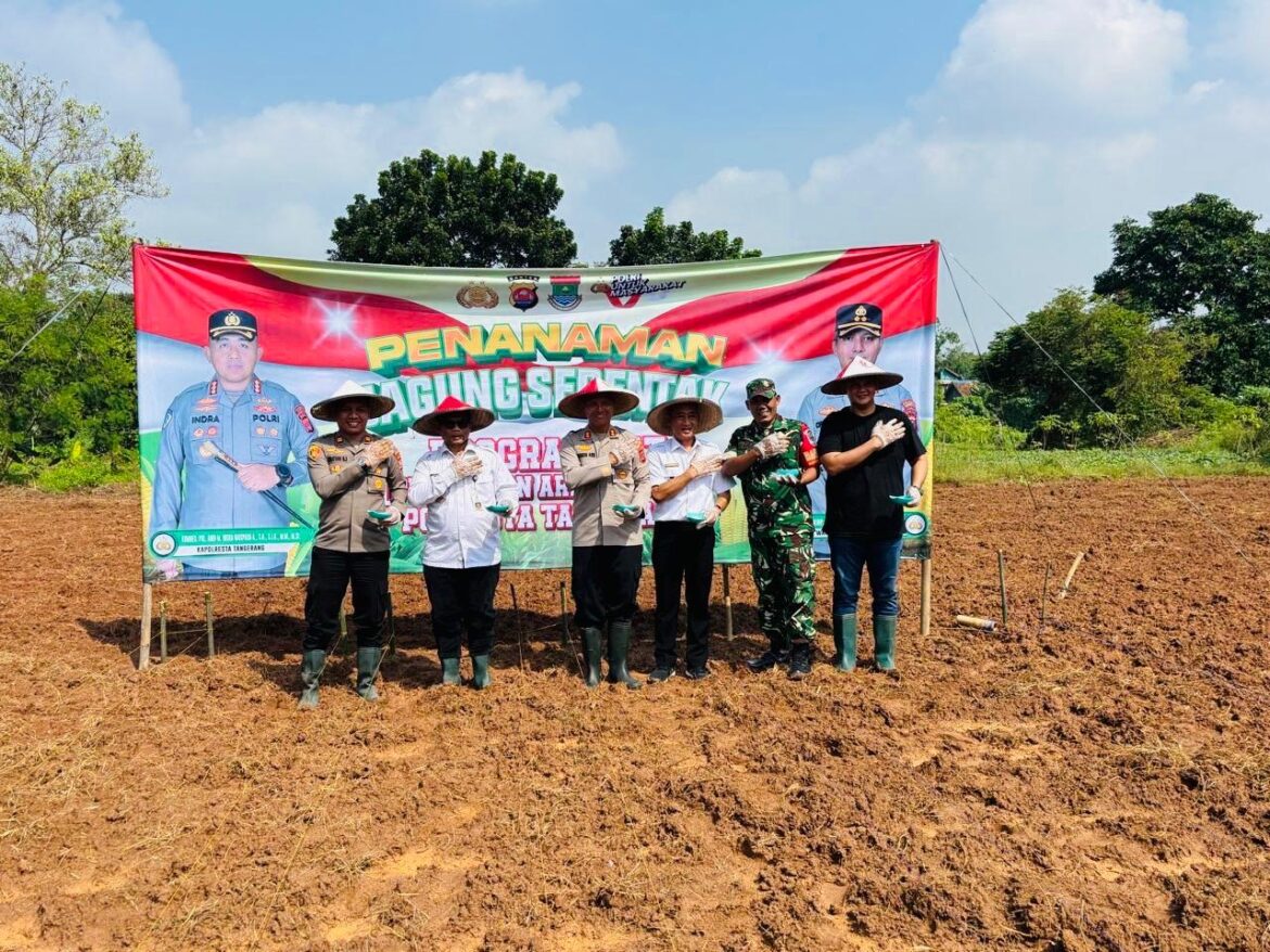 Polresta Tangerang Tanam Jagung Serentak Program (PAT)Dukung Swasembada Pangan Nasional