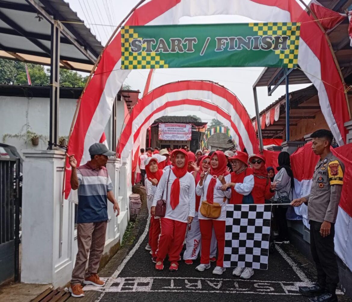 Polsek Cikoneng Polres Ciamis Monitoring Jalan Santai Peringatan HUT ke-80 RI di Cimari