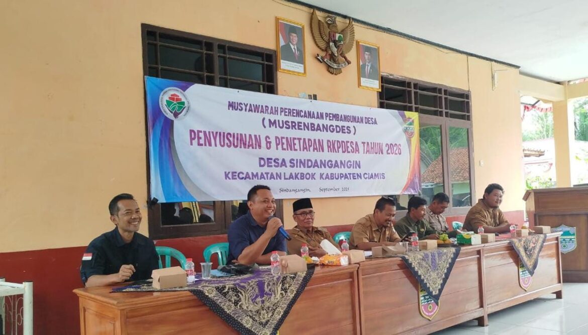 Ikuti Musdes Tingkat Desa Sindangangin, Polsek Lakbok Sampaikan Imbauan Kamtibmas