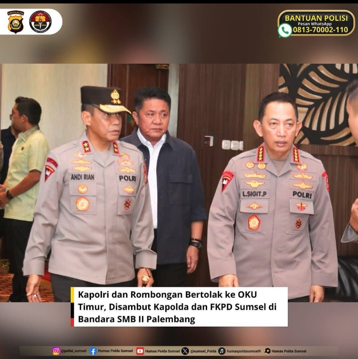 Kapolri dan Rombongan Bertolak ke OKU Timur, Disambut Kapolda dan FKPD Sumsel di Bandara SMB II Palembang