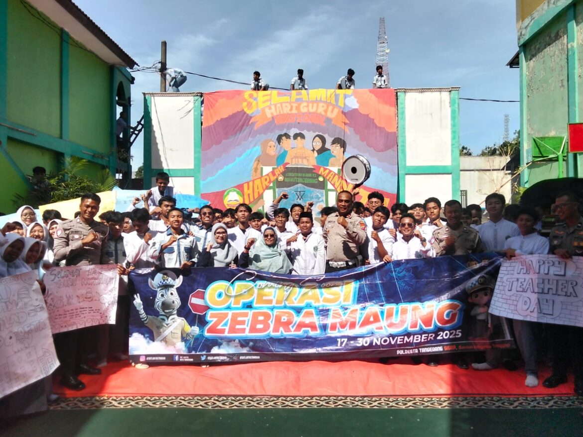Ajak Pelajar Tertib Berlalu Lintas, Satlantas Polresta Tangerang Sosialisasi Operasi Zebra Maung di MAN 2 Balaraja