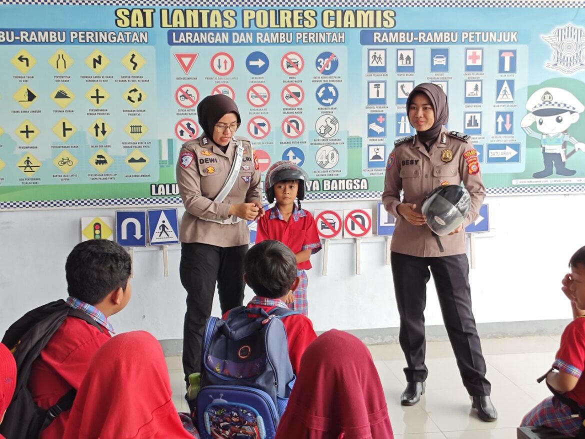 Kedatangan Siswa Siswi SD Negeri 1 Sindangrasa, Sat Lantas Polres Ciamis Menyambutnya