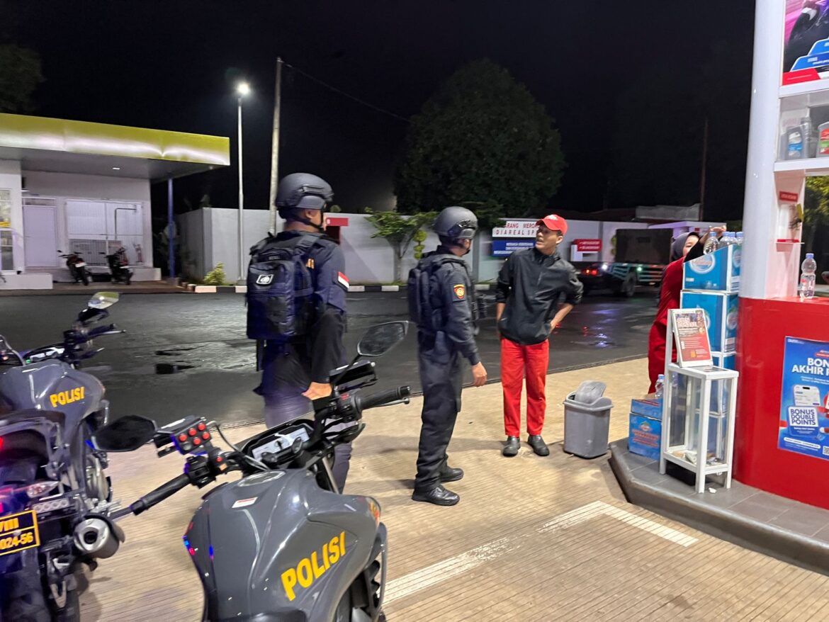 Cipkon Libur Nataru, Satgas Preventif Ops Lilin Lodaya Polres Ciamis Patroli ke SPBU Benteng