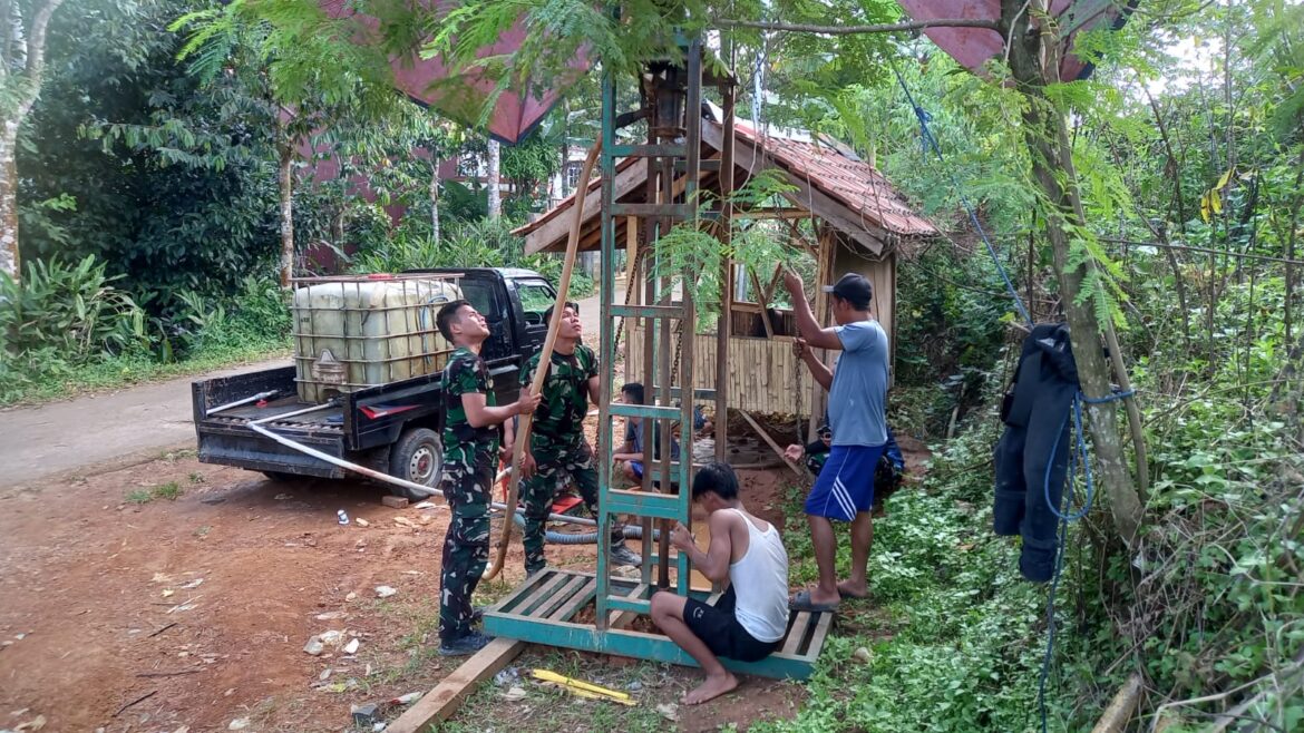Mendekati Akhir Penugasan, Satgas TMMD ke-128 Kodim 0621/Kab. Bogor Kebut Pembangunan Sumur Bor di Cigudeg