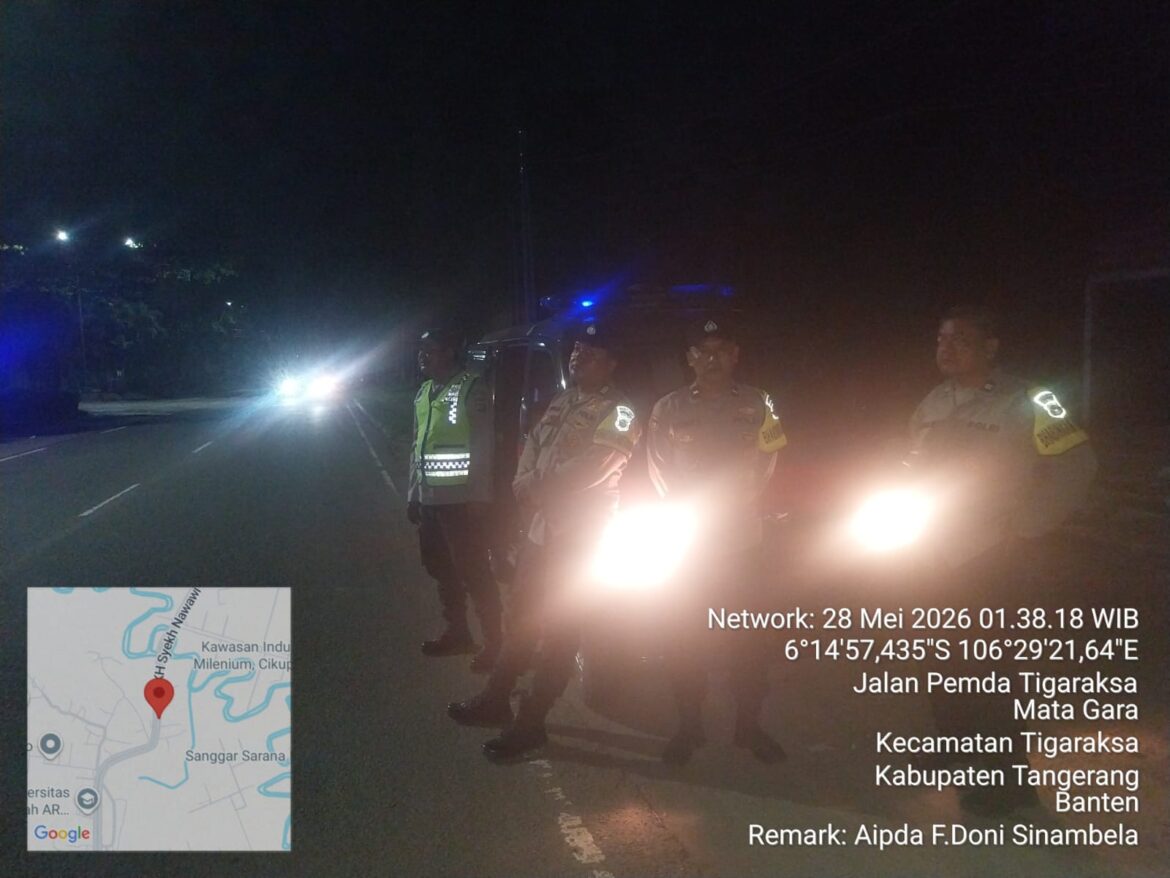 Cegah Gangguan Kamtibmas, Personel Polsek Tigaraksa Rutin Laksanakan Patroli Malam Hari