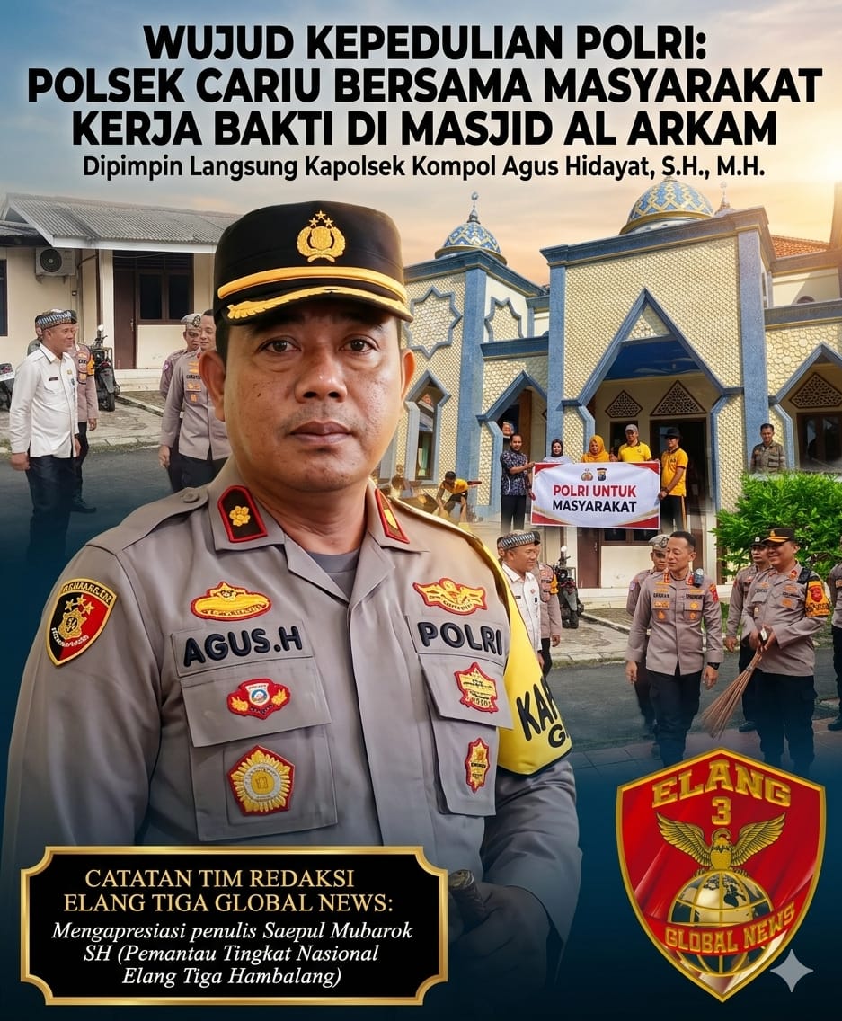 ‎Aksi Nyata “Polri Untuk Masyarakat”: Polsek Cariu Gelar Kerja Bakti di Masjid Al Arkam
