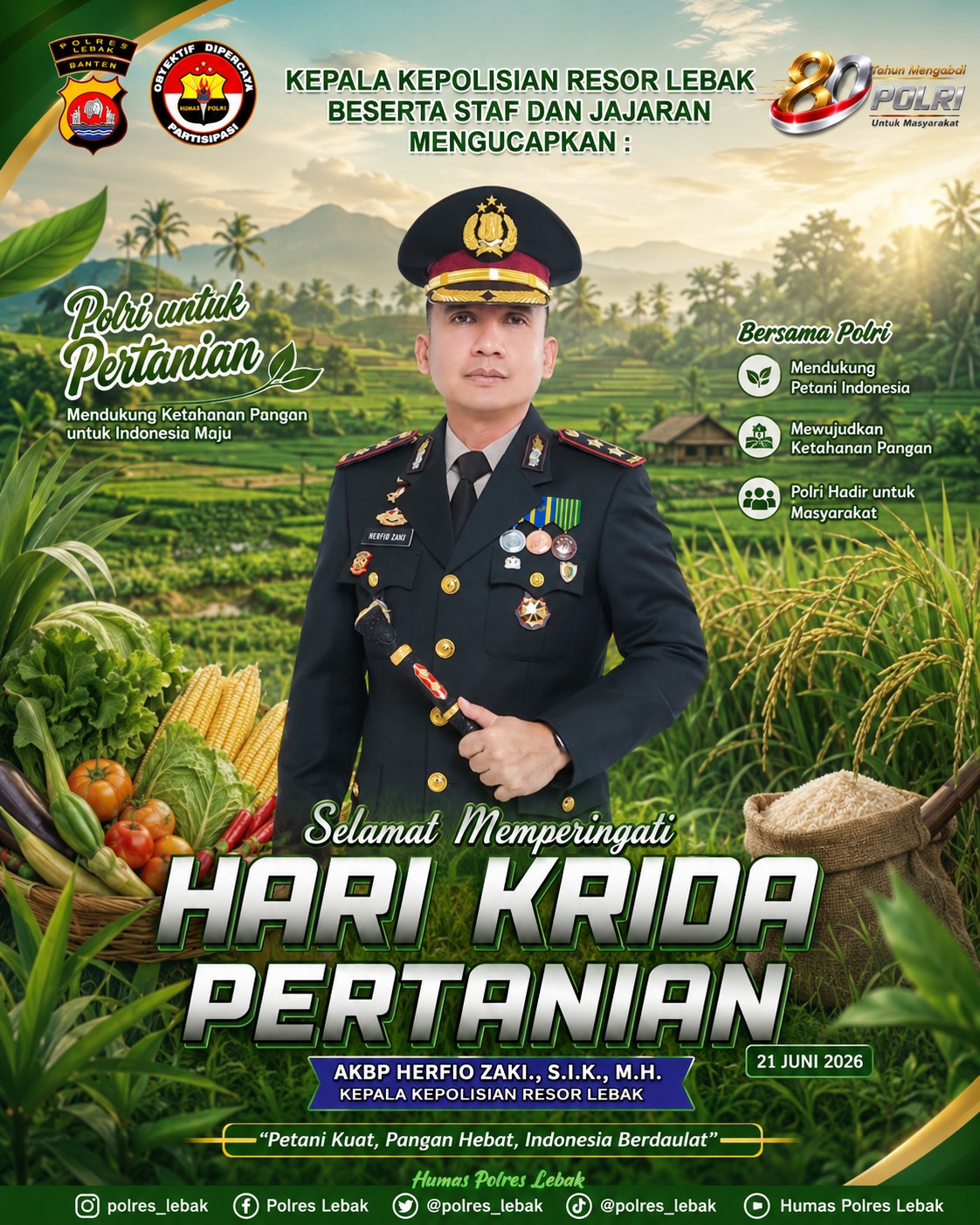 Polres Lebak Peringati Hari Krida Pertanian 2026, Dukung Ketahanan Pangan Nasional