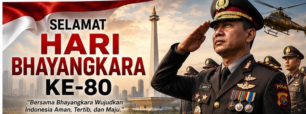 Segenap Redaksi Mediacyberbhayangkara.com Mengucap Selamat Hari Bhayangkara ke-80 “Bersama Membangun Keamanan, Menjaga Persatuan Negeri”