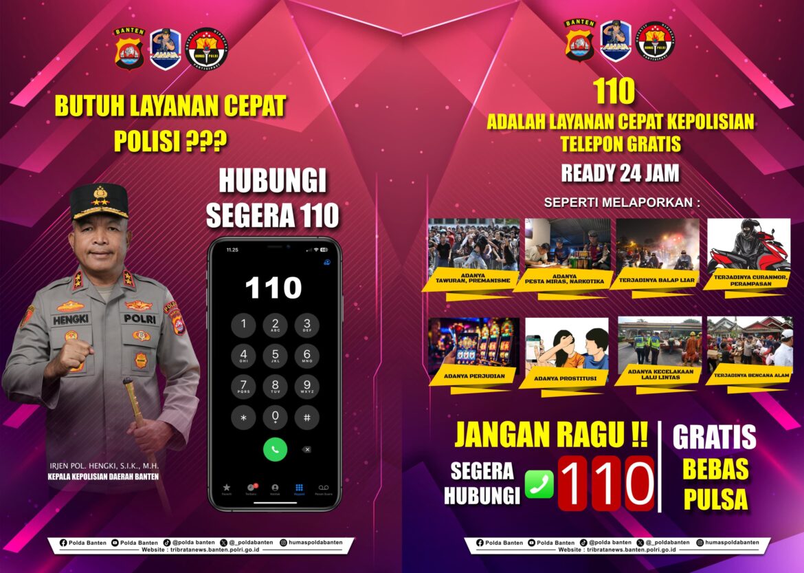 Polda Banten Ajak Masyarakat Manfaatkan Layanan Polri 110 untuk Pengaduan Darurat 24 Jam
