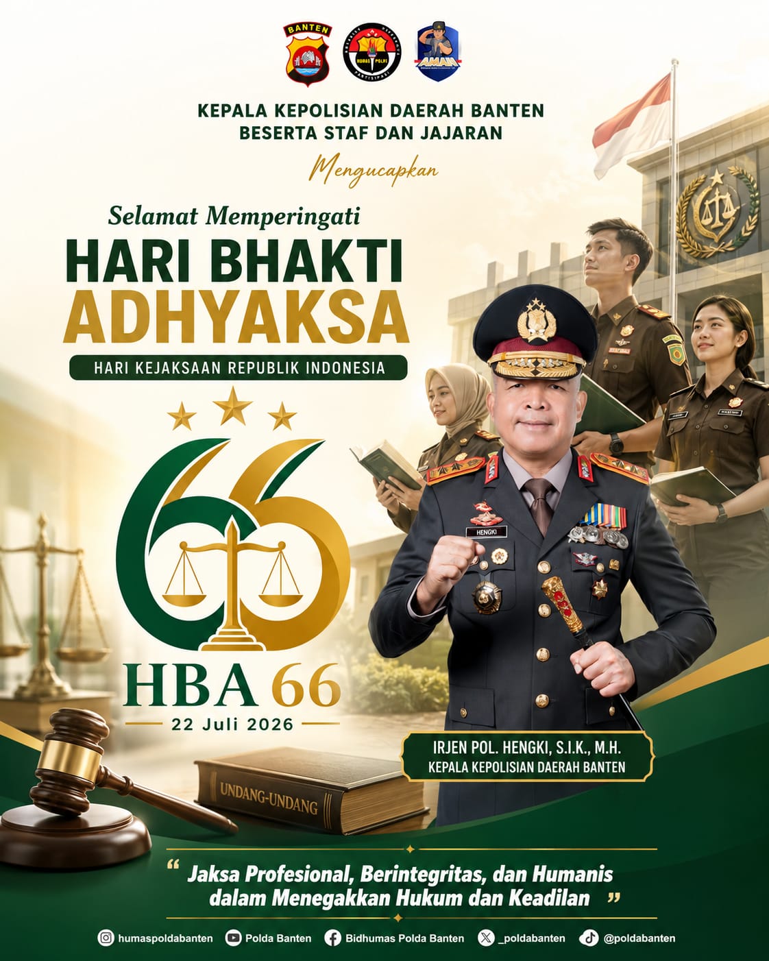 Polda Banten Ucapkan Selamat Hari Bhakti Adhyaksa ke-66