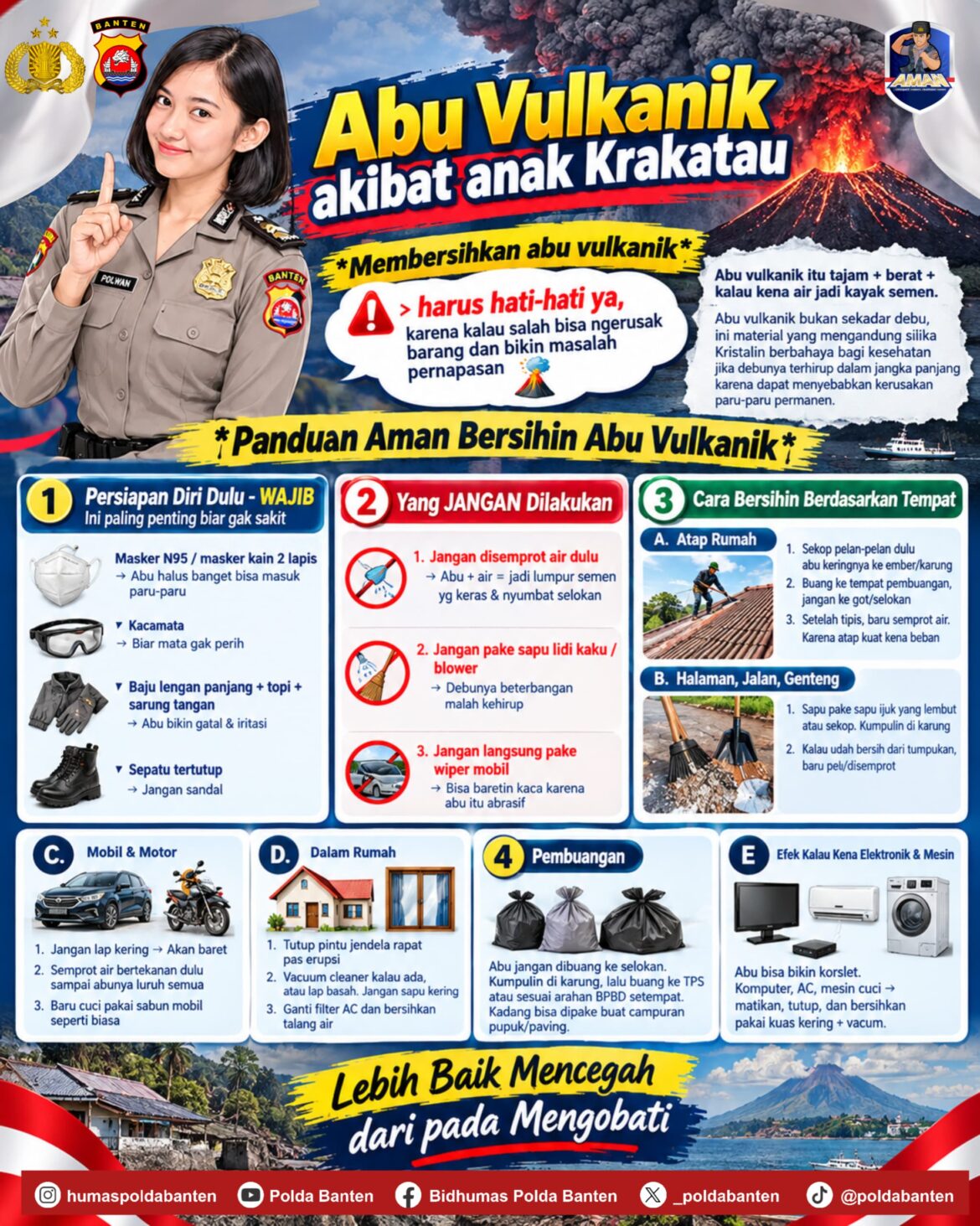 Polda Banten Imbau Warga Tetap Tenang Hadapi Aktivitas Erupsi Gunung Anak Krakatau