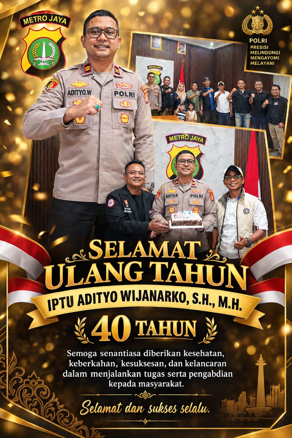 Rayakan HUT ke-40, Kapolsek Pinang Terima Kejutan Kue dari FWJI Kota Tangerang