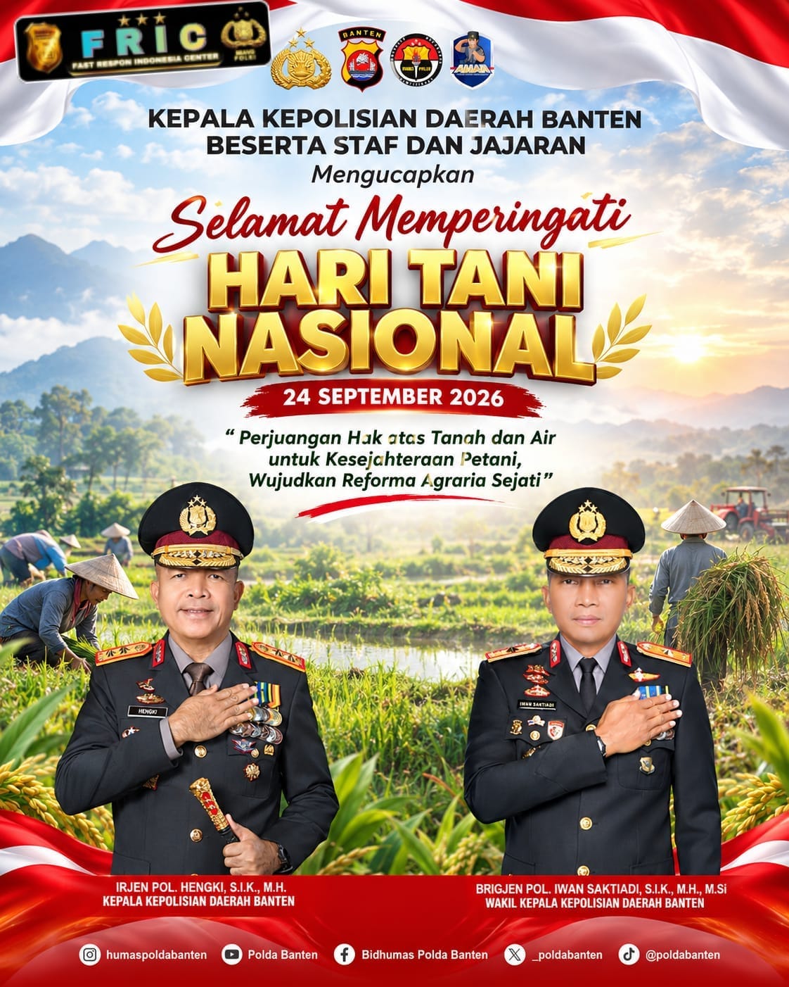 Polda Banten Sampaikan Selamat Hari Tani Nasional 2026