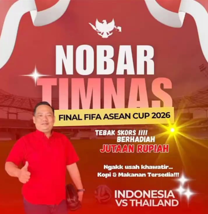 Nobar final FIFA ASEAN CUP 2026 digelar tokoh pemuda Jakarta Barat Khairul imam yang berhadiah uang tunai jutaan rupiah